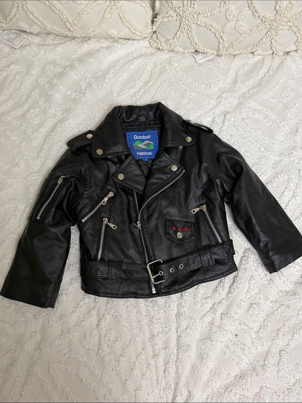 Kids Black Faux Leather Biker Jacket